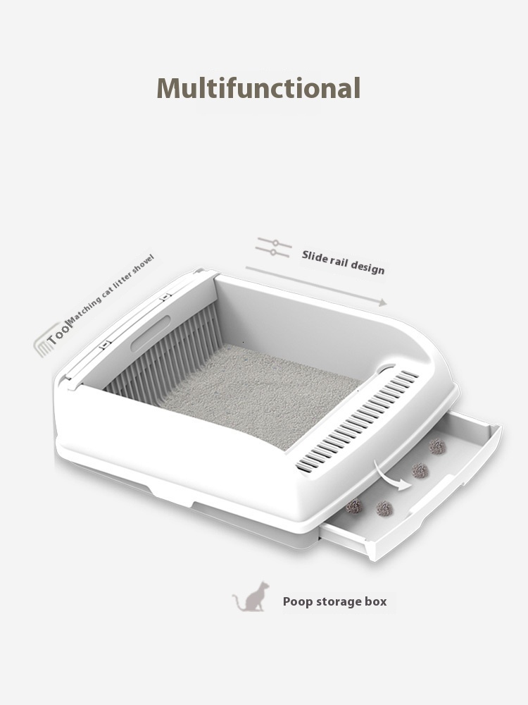 Extra large semi-automatic cat toilet, semi enclosed cat litter box, large cat litter box, anti splash cat supplies