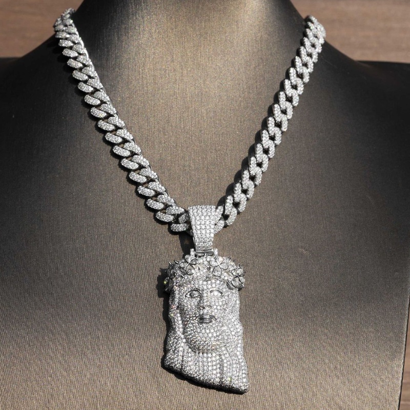 Pass Tester Sier VVS Dia Mossinate Fancy Stones Iced Out Big Size Jesus Moissanite Custom Pendant for Men Women Gift