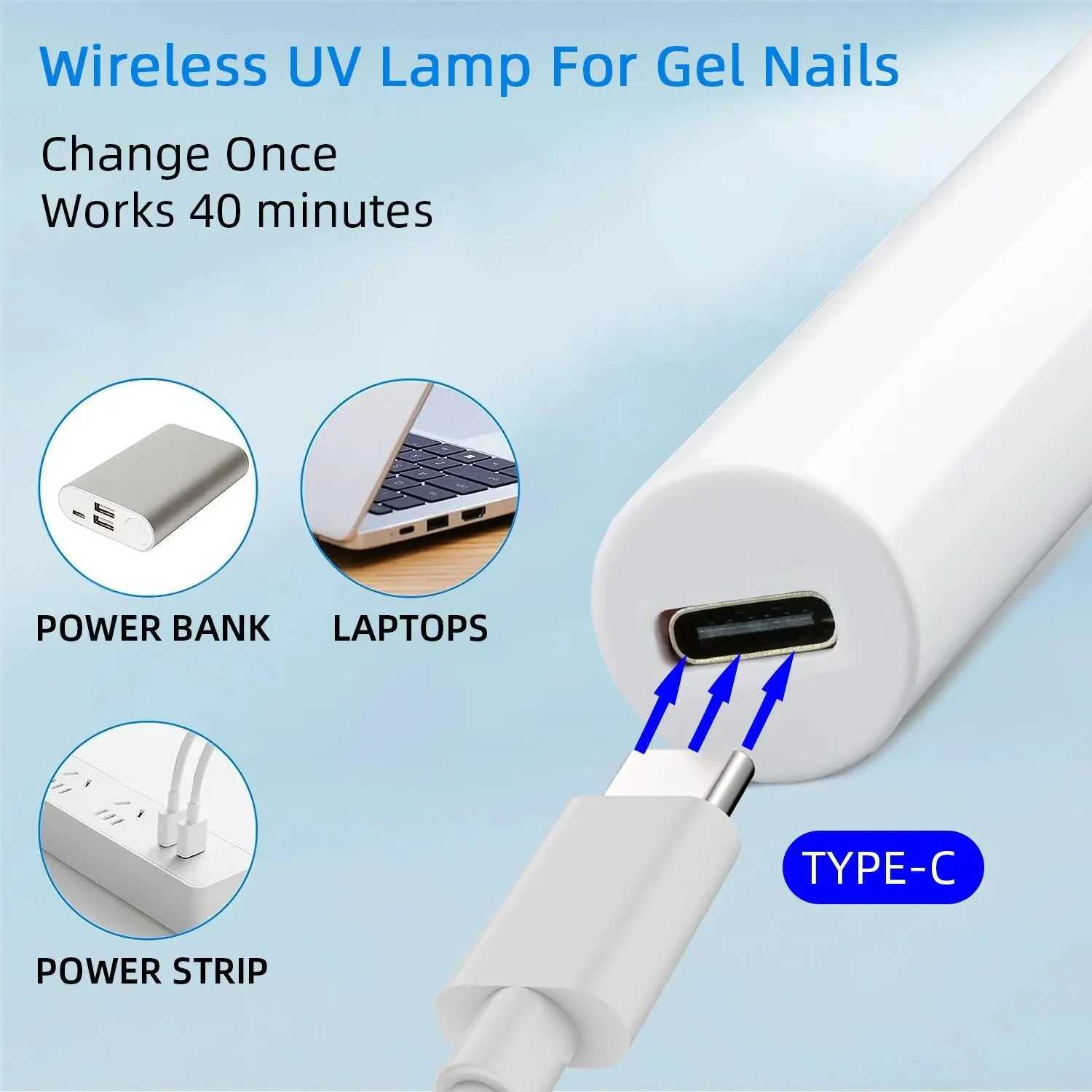 LULAA Portable Nail Dryer UV Led Lamp Rechargeable Quick Drying Varnish Gel Polish Curing Nail Lamp Nail Art Tool Home Salon UseCL2400806