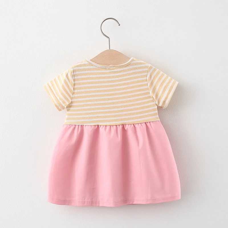 Summer baby cartoon cat dress striped short sleeved top hanging princess dress for girls aged 0-3 X2502201