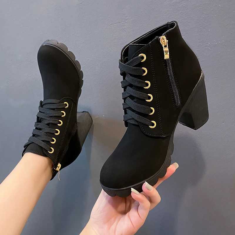 New Year Summer and Winter Womens Pump Boots High Quality Lace European Womens Shoes PU High Heels Quick Delivery Platform Boots CL240906