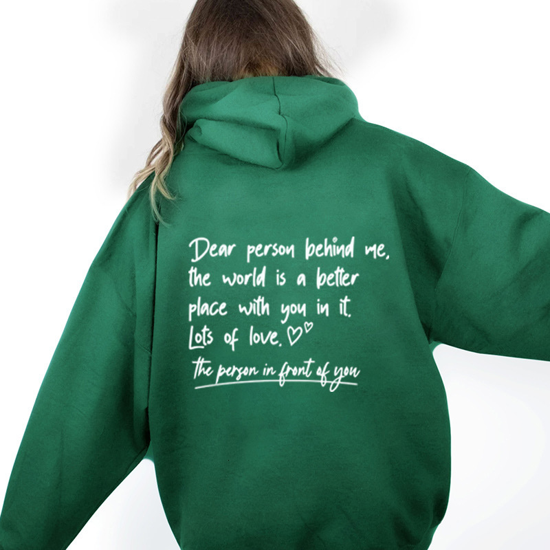 New autumn winter with fashionable lettering printed hooded back collar and plush hoodie for women long sleeves F8.1#30