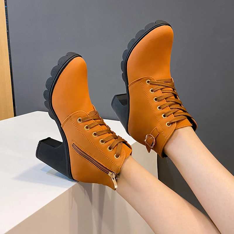 New Year Summer and Winter Womens Pump Boots High Quality Lace European Womens Shoes PU High Heels Quick Delivery Platform Boots CL240906