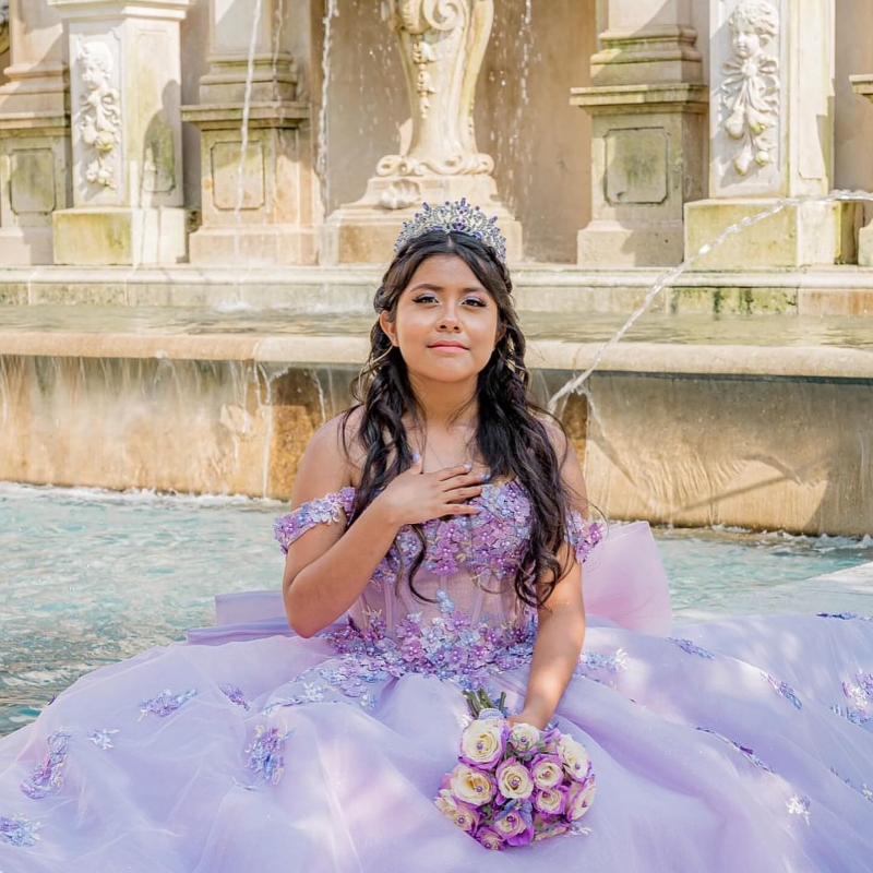 Lavender Princess Quinceanera Ball Gown Charming Classic Applique Lace Beads Tull Sequin Sweet 16 Dress vestidos 15 anos
