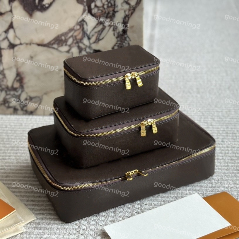 3 SIZE designer toiletry bag cosmetic bag luxury packing cube travel jewelry box storage storage high quality zipper cosmetic cases women lady makeup bag