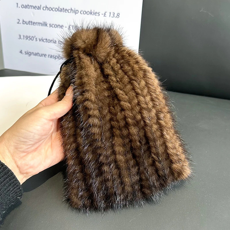 100% Real Mink Fur Bag Crossbody Bags For Women Autumn Winter Plush Purses And Handbags Female Phone Shoulder Bag Girls Wallet 240801