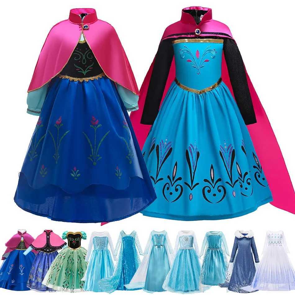 Girl Anna Elsa Dress Kids Halloween Cosplay Costume Children Princess Dresses Carnival Birthday Elegant Party Clothes 3-10 Years Y240731