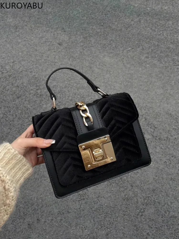 Womens Top Handbag Retro Cross Bag Black Mini Shoulder Fashion Chain 240817