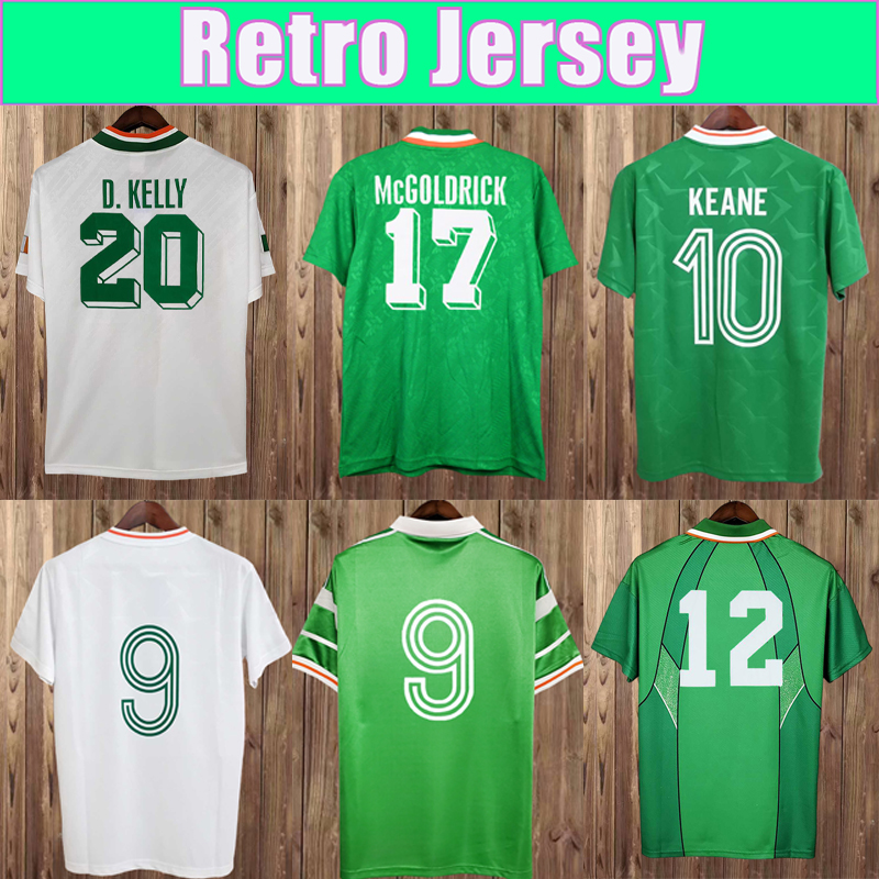 1990 1994 KEANE Retro Mens Soccer Jerseys Ireland National Team ALDRIDGE ROY HORTON Home Away Vintage Football Shirts Short Sleeve