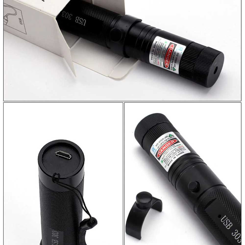 Laser Sight USB Charging 303 Laser Pointer 532nm 5mw High Power Laser Equipment Burning Pen Long-distance Irradiation B240801