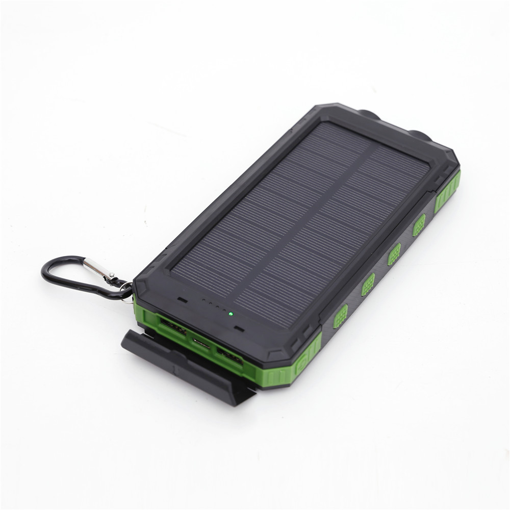 Power Banks 20000mAh solar battery pack outdoor portable charger Powerbank waterproof external battery dual USB charging with LED lights