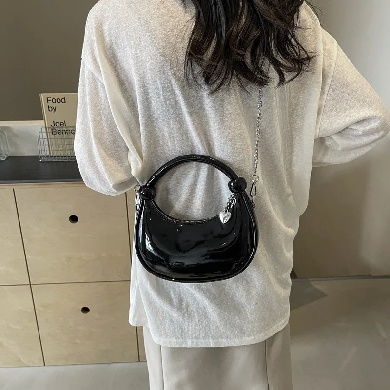 Patent Leather Evening Hobos Shoudler Crossbody Bag for Women Tote Handbag and Purses Trendy Lady Clutches Bag 240801
