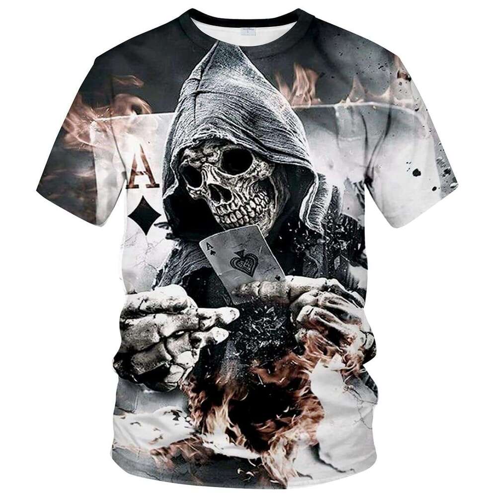 T shirt Mens Black and White Skull Shirt 3D Printing Short Sleeve T-Shirt shirts tshirt graphic tee Casual tops summer clothes Short sleeve
