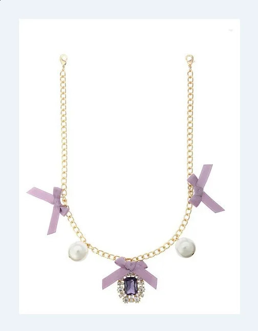 Japanese Style Fashion Rhinestone Pearl Bowknot Bag Chain Ornaments Sweet Diamond Charms Bow Pendants 240731