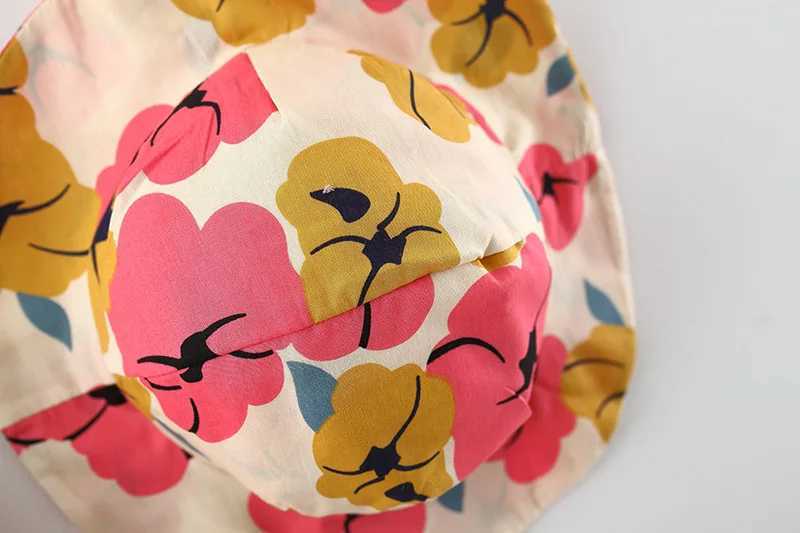 Summer Baby Girl Dress Flower Print Bow Princess Party Dress Hat Girl Outfits Children Clothes Set Toddler Infant Newborn DressY240809
