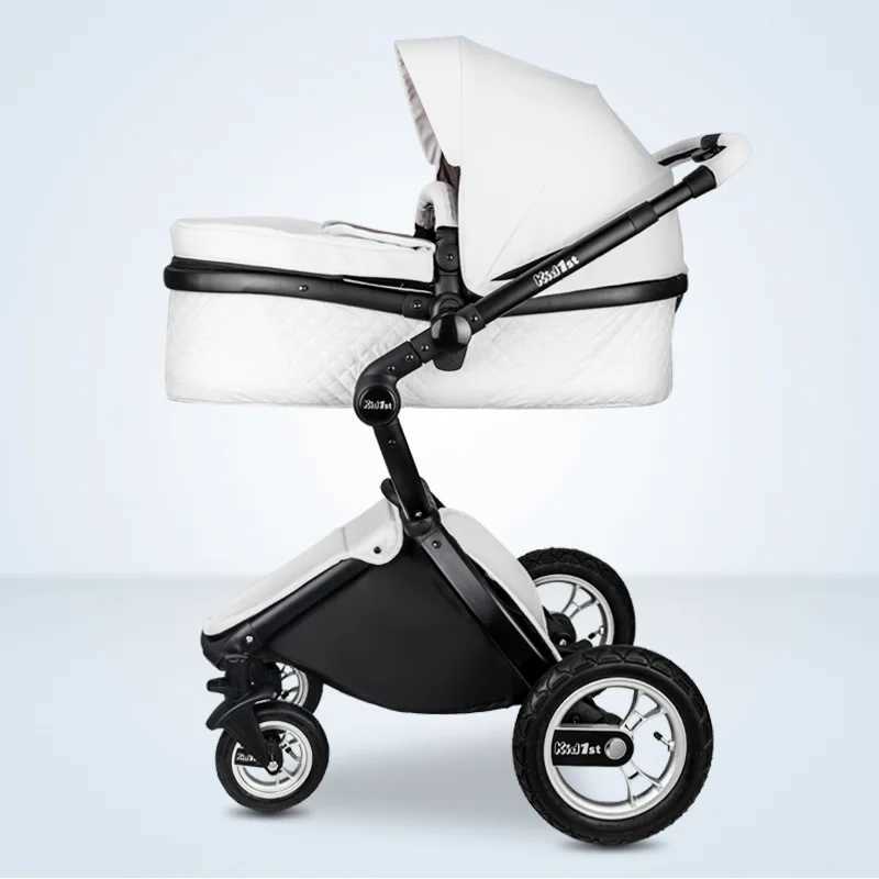 Baby stroller 2 in 1 Luxury PU leather Newborn CarriageHigh Qu Landscape two way trolley car baby Pushchair shell stroller Z250319