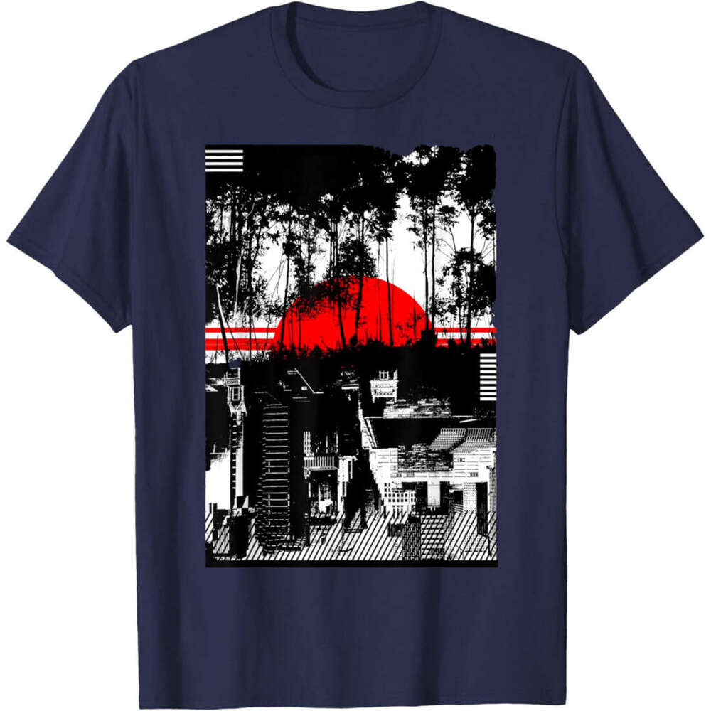 T shirt Mens Urban City Silhouetted Tonal Black Graphic T-Shirt shirts tshirt graphic tee Casual tops summer clothes Short sleeve Free shipping