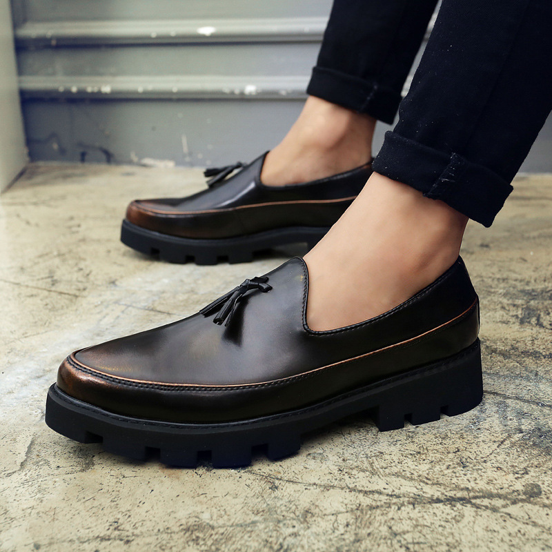 2022 Brand New Designer High Quality Casual Pointed Toe Men Dress Thick Soled Shoes Antiskid Shoe 518f
