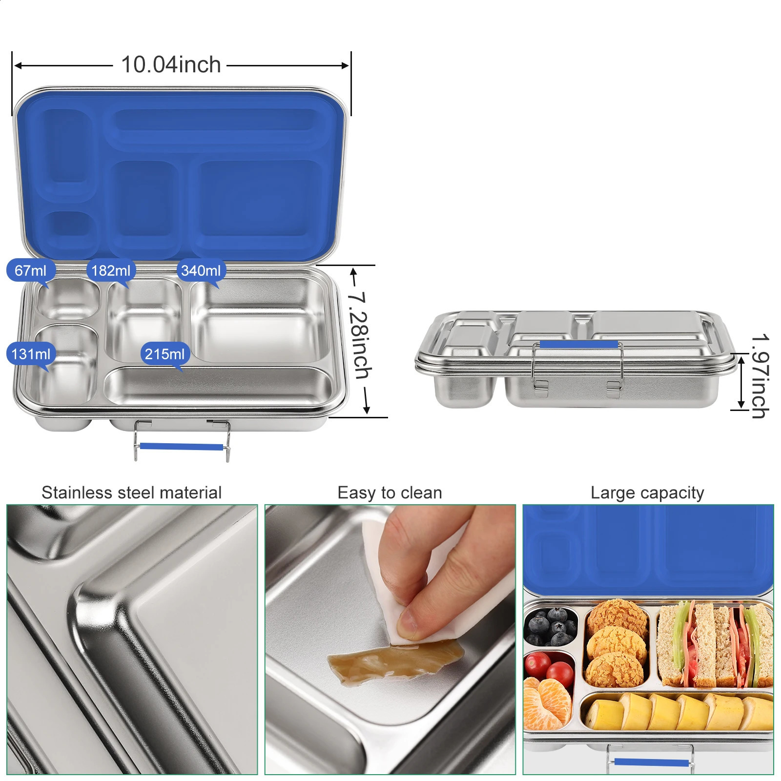 Stainless Steel Bento Box Kids Metal Bento Lunch Box BPA Free Lunch Box Containers for School Travel Work PicnicEco-Friendly 240801