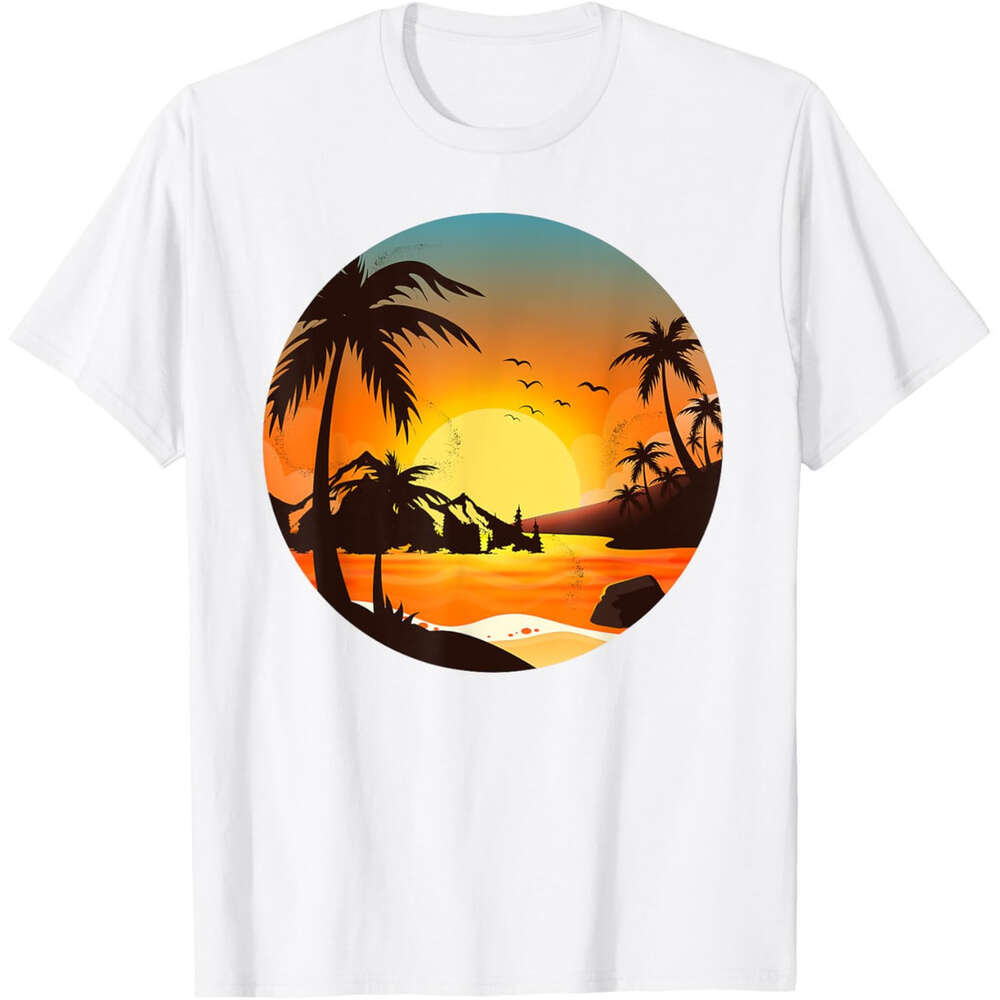 2025S Fashion Designer T Shirt Mens Trcal Sunset Mountains Beach Vacation Palm Trees Forest T Shirt Shirts Tshirt Graphic Tee Casual Tops Summer Cloth
