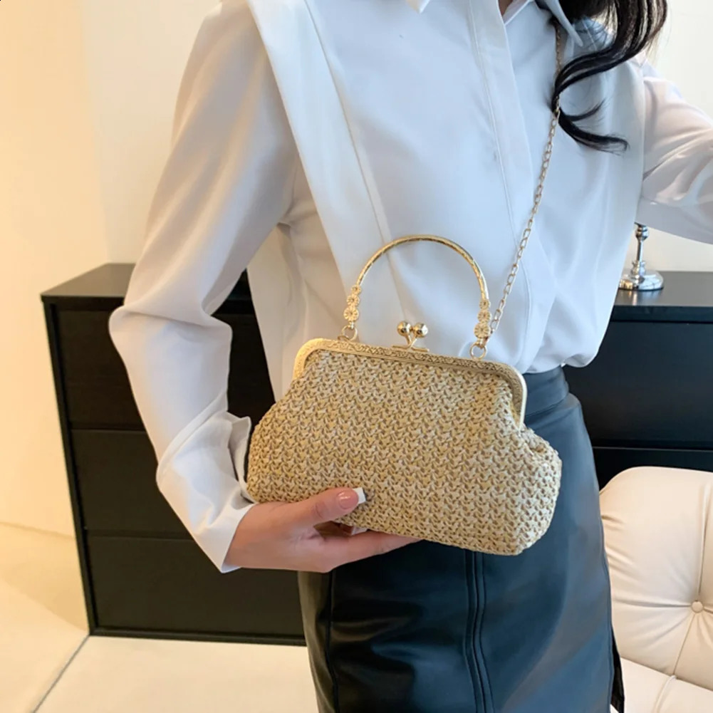 Chain Tophandle Bag Clip Shell Shape Handbags Fashion Casual Elegant Exquisite Handmade Temperament for Travel Street Po 240731
