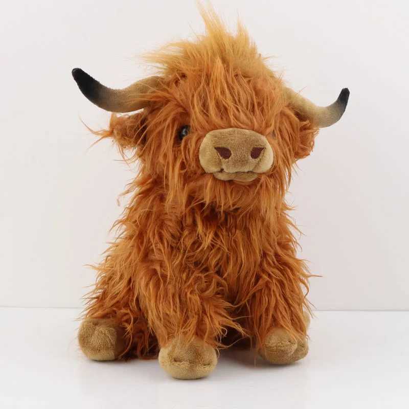 25cm Simulation Highland Cow Plush Animal Doll Soft Stuffed Highland Cow Plush Toy Kawaii Kids Baby Gift Toy Home Room Decor Y240731