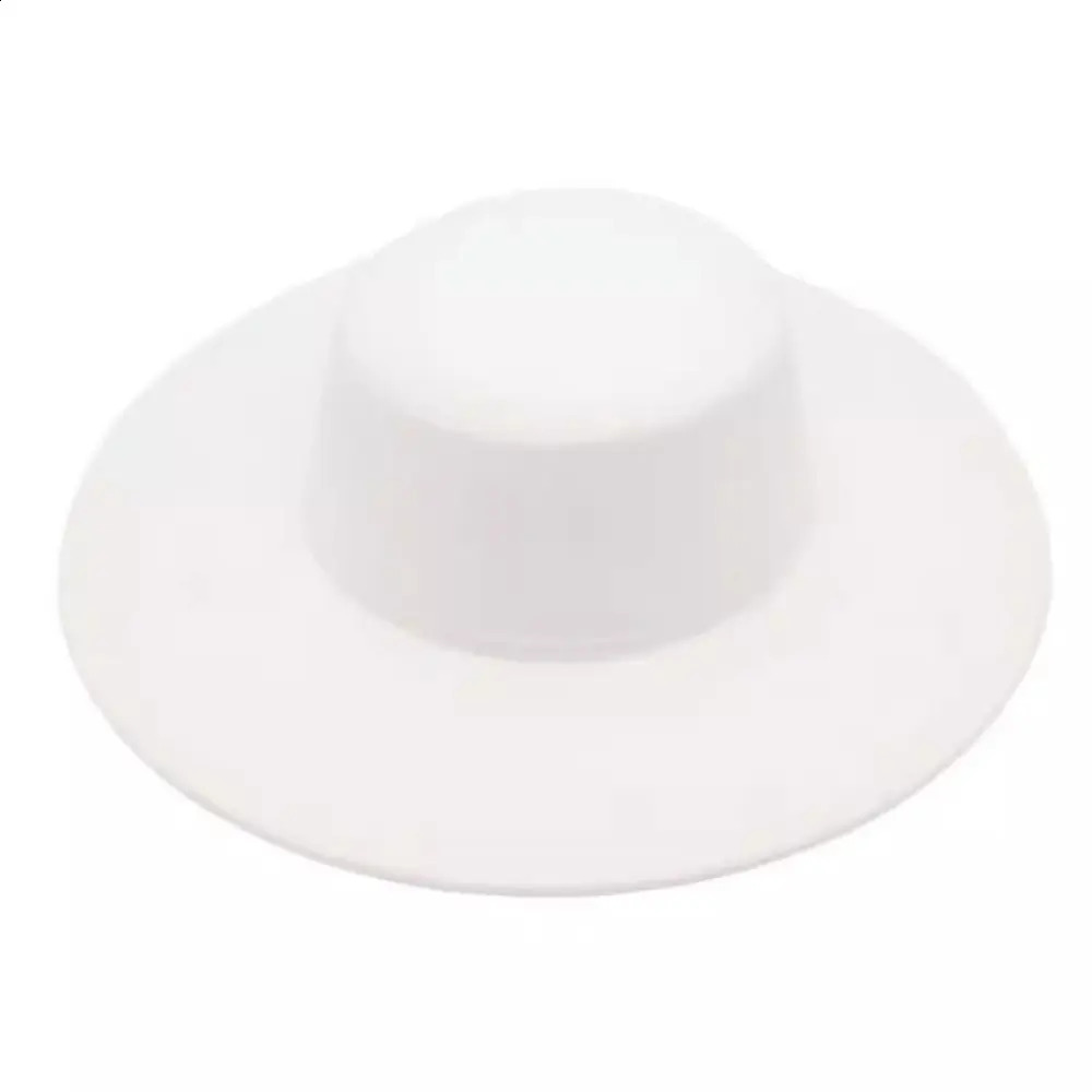 1PC Women Elegant Flatcap Wide Brim Felt Hat Flat-top Panama Retro Church Derby Cap French Hepburn Style Dame Hat 240731