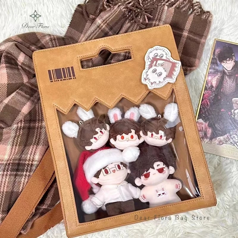 Womens 20CM Dolls Bag Personalized Cute Ita Bag Street Trend Y2K Shoulder Crossbody Bag Kawaii Transparent Display Handbags 240801