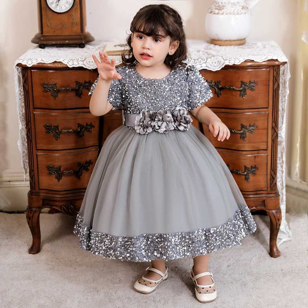 Baby sequin bow baptismal dress for girls celebrating their first birthday party dress white dress for babies and toddlers Vestido X250203