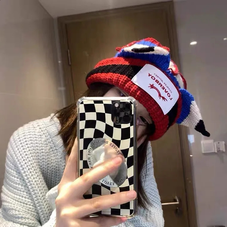 Loverboy Beanie Winter Skullies Cute Women Cat Ear Hat Crochet Knitted Hat Costume Beanie Prop Party Women Gift Hip-hop Cap240723