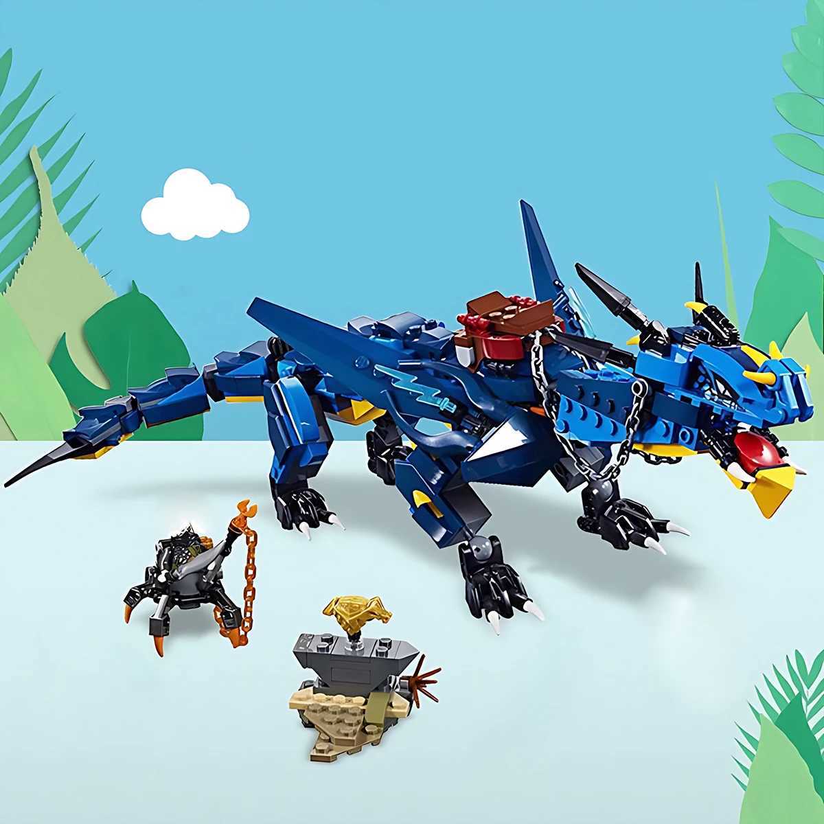 2024 New Movie Jays Blue Mecha Dragon Of Thunder And Storm Blue Building Blocks with Figure Toys Gifts For Adult Kids Y240731