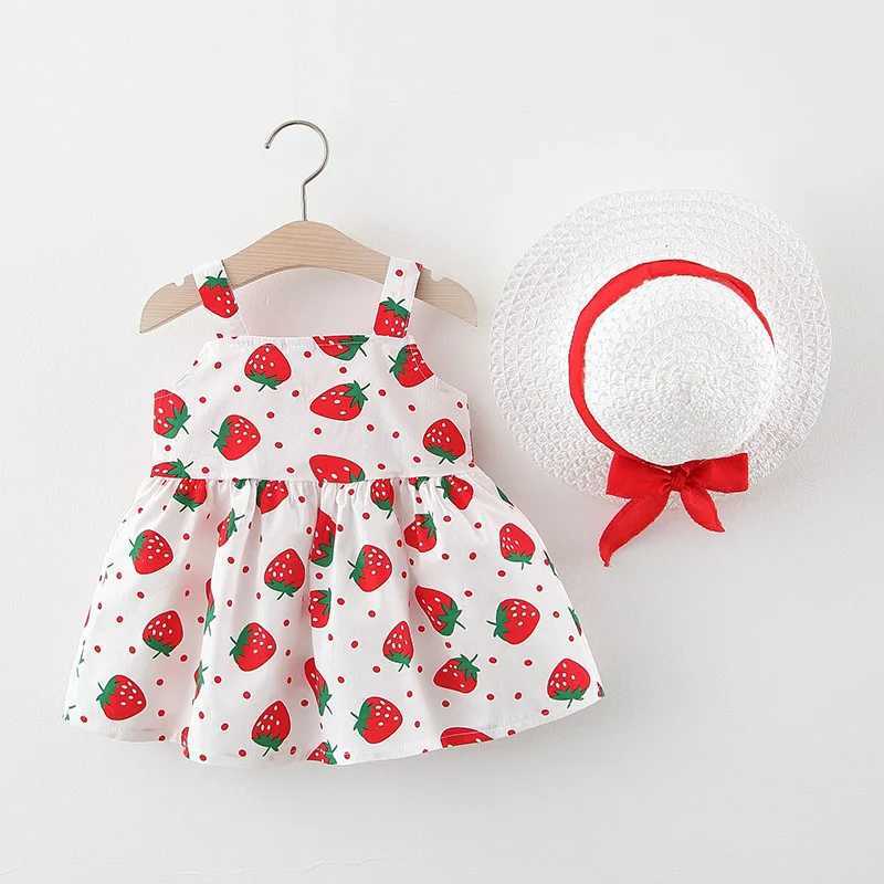 Summer new red strawberry bow childrens sleeveless clothing free hats for beach parties X2502201