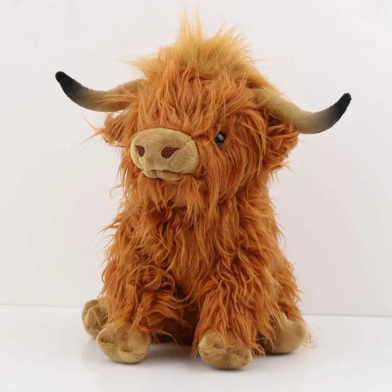 25cm Simulation Highland Cow Plush Animal Doll Soft Stuffed Highland Cow Plush Toy Kawaii Kids Baby Gift Toy Home Room Decor Y240731