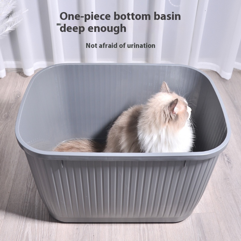 Pet litter box fully enclosed, top in, oversized cat toilet, splash proof with sand for cats