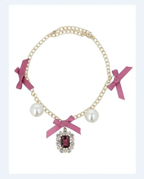 Japanese Style Fashion Rhinestone Pearl Bowknot Bag Chain Ornaments Sweet Diamond Charms Bow Pendants 240731