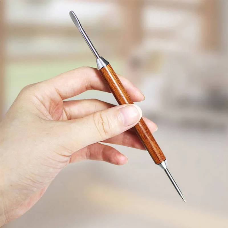 Latte latte art needle coffee art wooden handle stainless steel pen cappuccino espresso art needle barista accessories 240801 - view 5