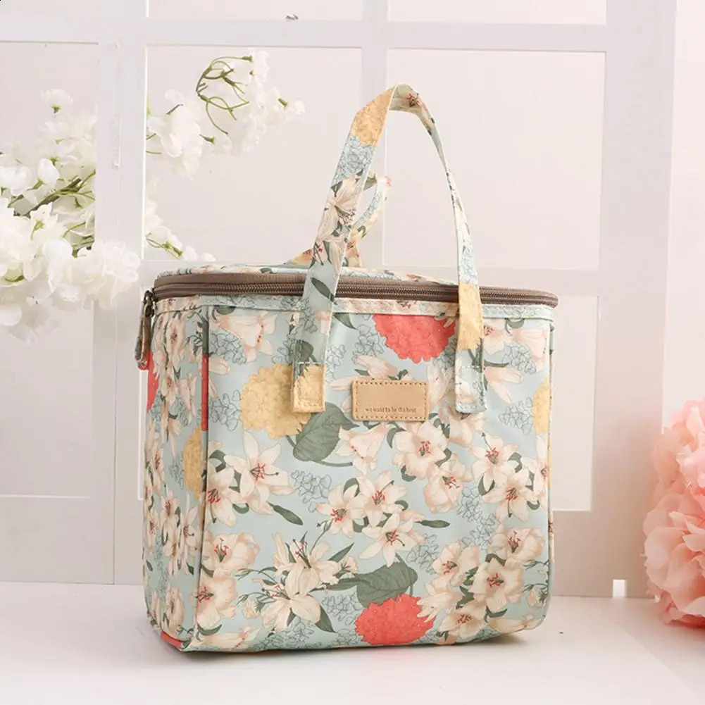 Picnic Lunch Bag Multifunctional Insulated Picnic Bag Reusable Canvas Cooler for Outdoor Travel Hiking Food Thermal Supplies 240819