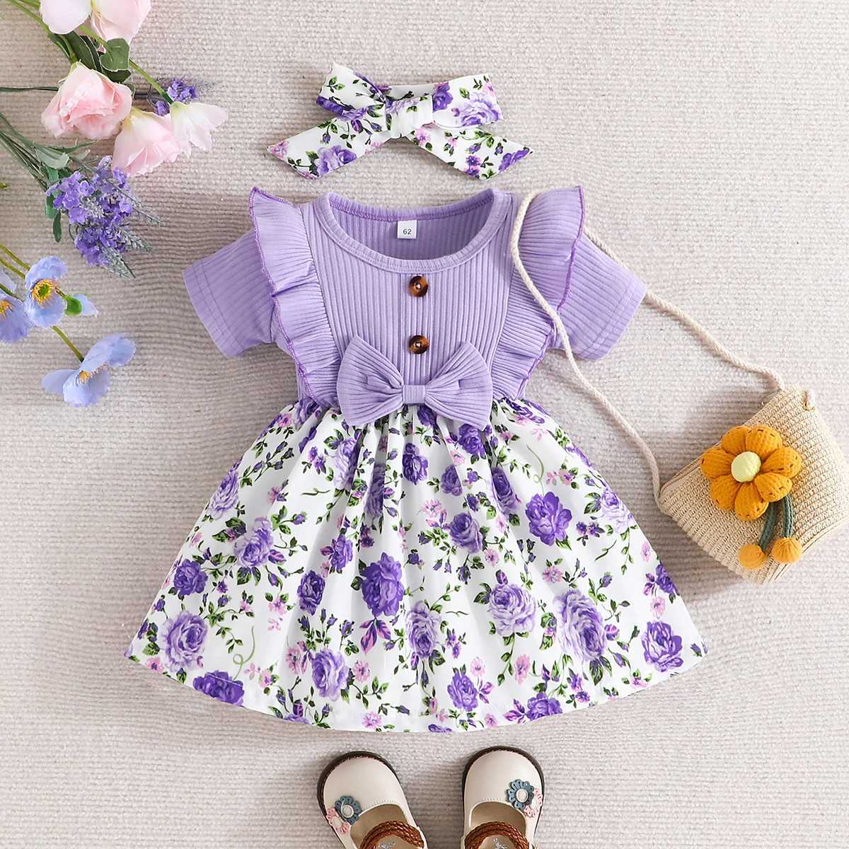 Dress Baby Girl 0-3 Years Old Summer Short Sleeve Fashion Cute Floral Kids Princess Dresses For Newborn Baby Girls X250220