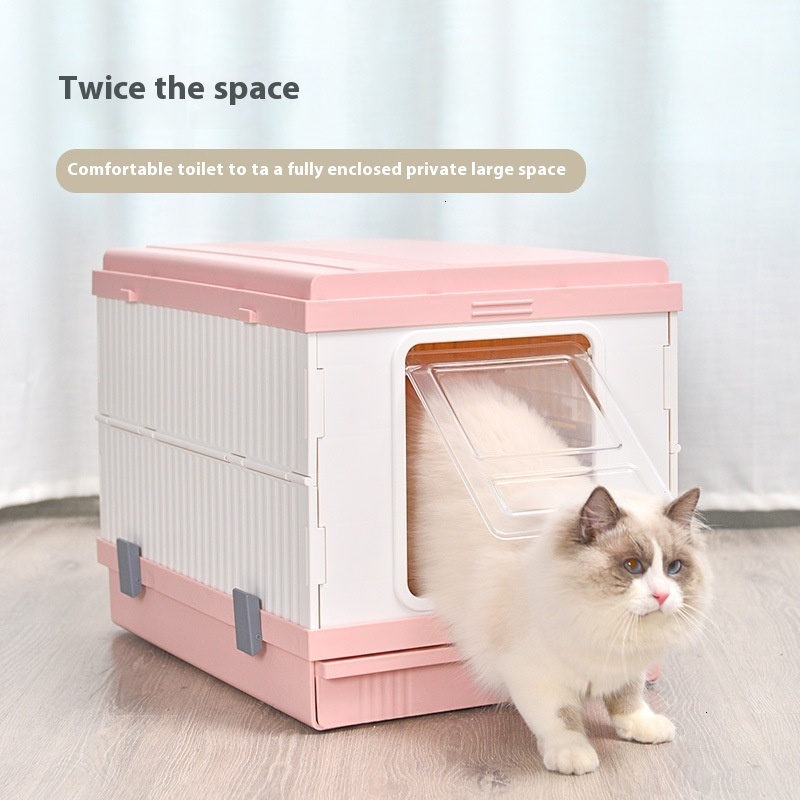 Mischievous, foldable dropper basin, fully enclosed, splash proof, large toilet, light style, litter box, cat supplies
