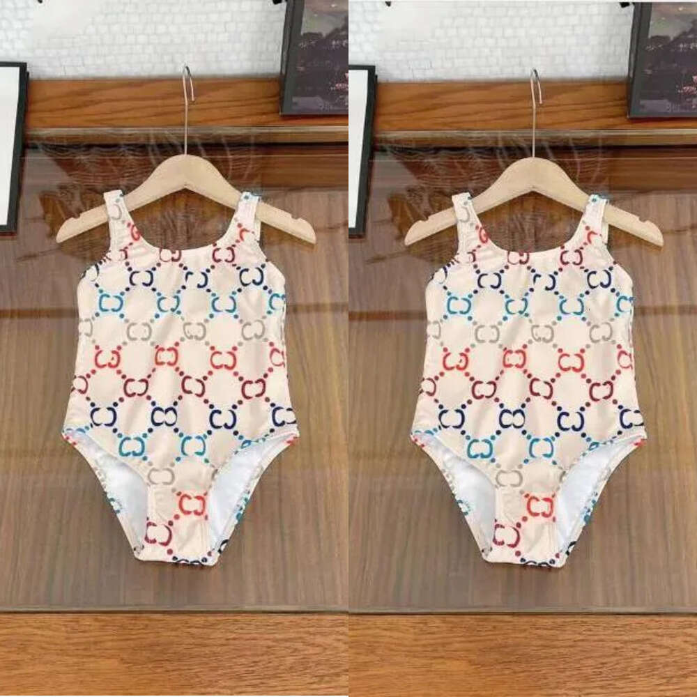 Summer Girls One-Piecs Bikini Swimsuit Lettres Imprimé enfants Toddlers Bathing Costumes Baby Girl Beach Swimswear Children Swimming Wear 1-12 an