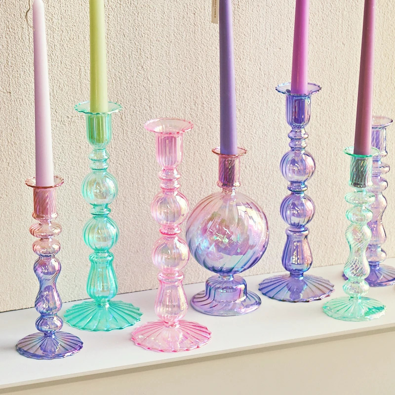 Floriddle Retro Candlesticks Taper Candle Holders Tall Candlesticks Decoration Party Glass Vase Home Decor Wedding Decoration 240731