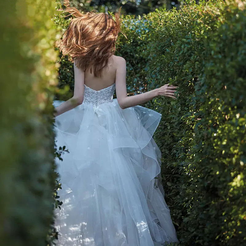 White Sweetheart A-line Tulle Wedding Dress 2024 For Women New Strapless Lace Appliques Bride Backless Gowns Vestido De Noiva
