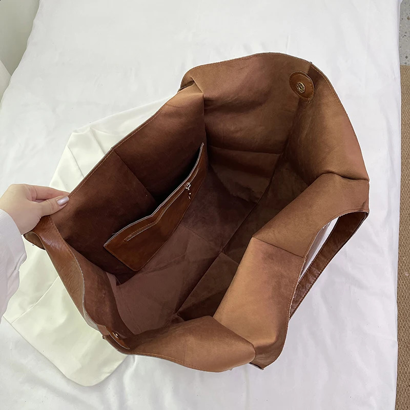 Oversized PU Leather Tote Bag Women Large Capacity Work Hobo Shoulder Bucket Purse And Handbag Big Soft Travel Shopping 240731
