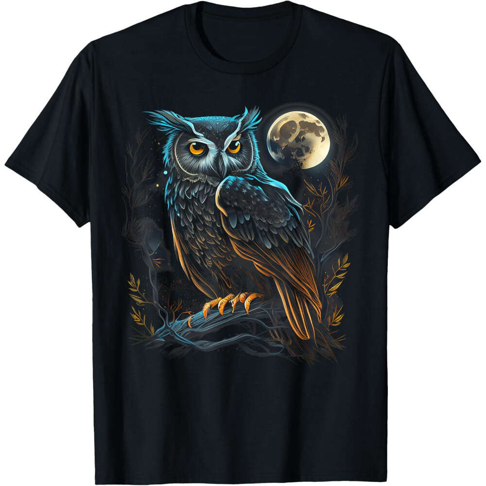 T shirt Mens Moon Birds Owl Gifts Graphic for Men Women Boys Girls T-Shirt shirts tshirt graphic tee Casual tops summer clothes Short sleeve Free ship