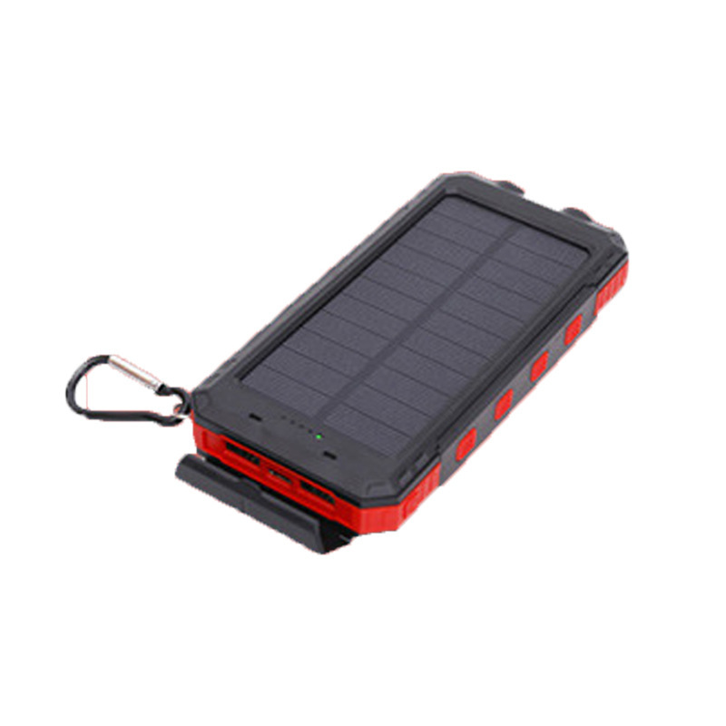 Power Banks 20000mAh solar battery pack outdoor portable charger Powerbank waterproof external battery dual USB charging with LED lights