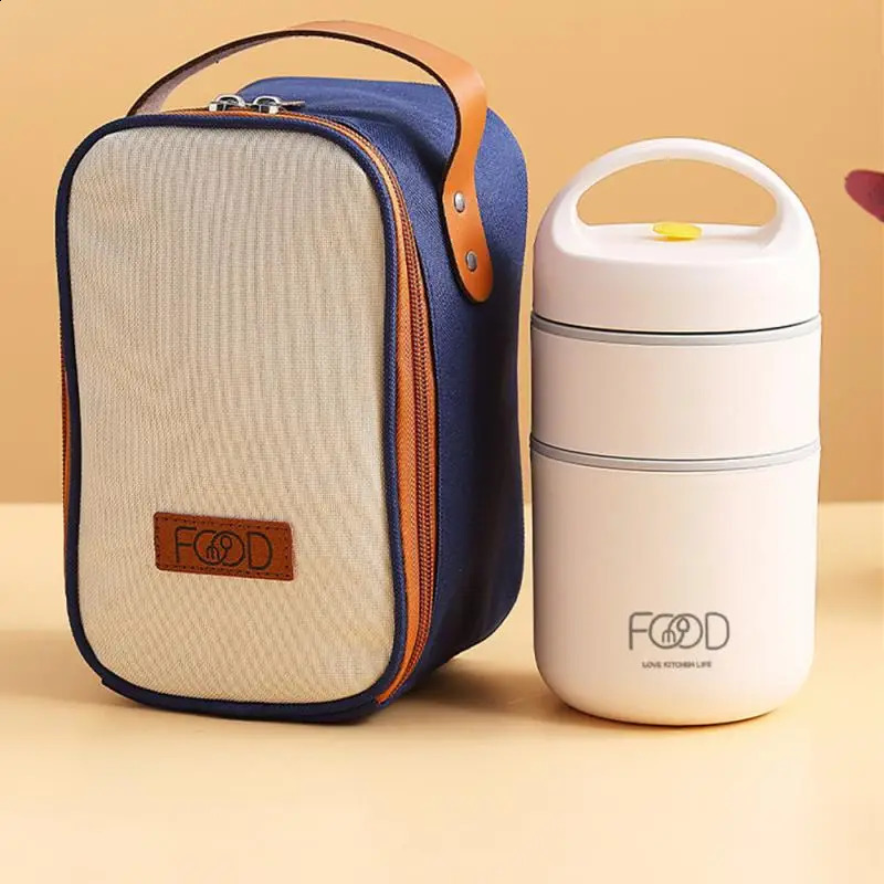 304 Stainless Steel Vacuum Thermal Lunch Box Insulated Lunch Bag Food Warmer Soup Cup Thermos Containers Bento Box for Students 240801