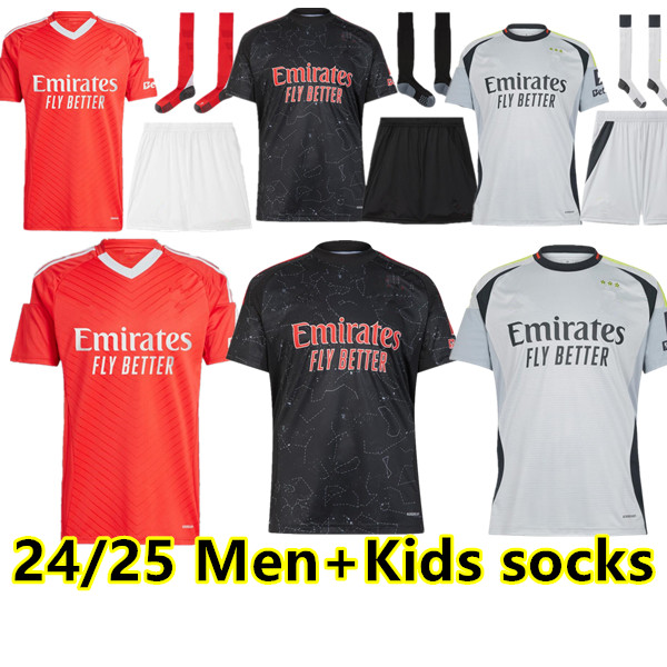 24 25 Fans Player Version Benficas Soccer Jerseys SEFEROVIC WALDSCHMIDT PIZZI RAFA G.RAMOS 2024 2025 Home away Men Kids socks Football Shirts OTAMENDI Kokcu Di Maria