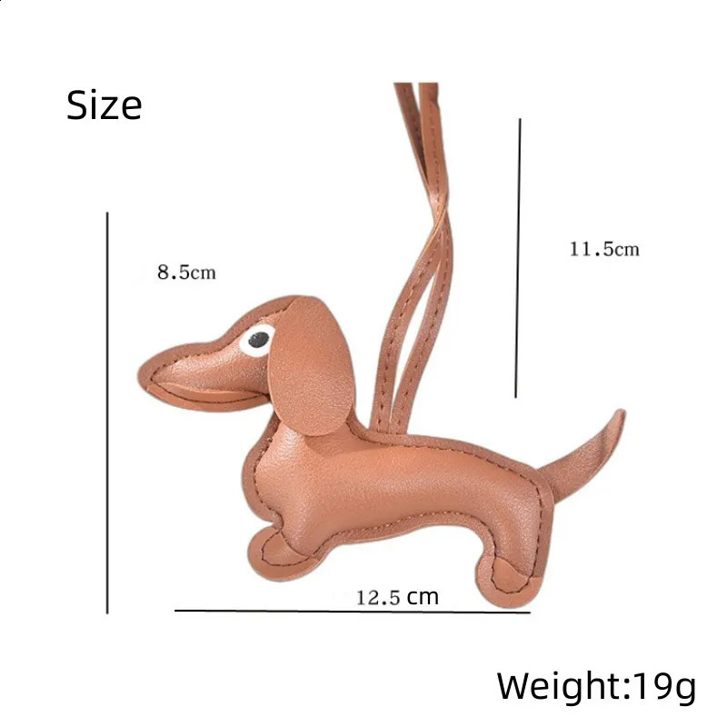 Fashion Car Dachshund Dog Keychain PU Leather Keychains For Women Bag Pendant Jewelry Trinket Key Ring Holder Gift 240731