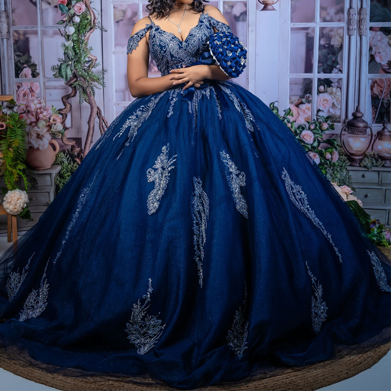 Royal Blue Princess Sparkly Quinceanera Dresses 2024 Applique Crystal Tassel Lace-up vestidos 16 de xv anos Sweet 15 Gown