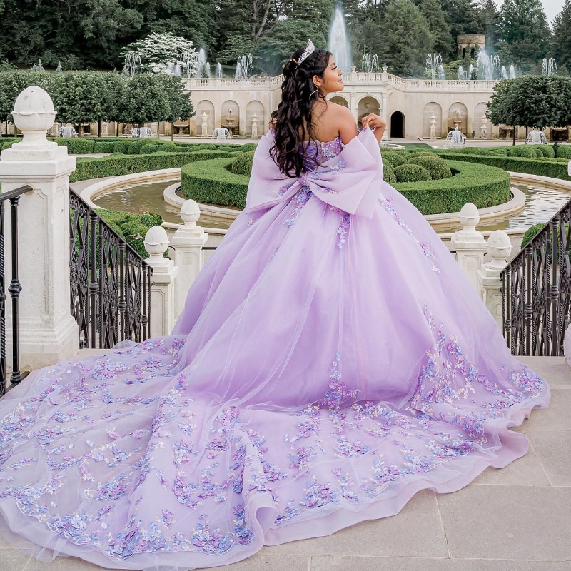 Lavender Princess Quinceanera Ball Gown Charming Classic Applique Lace Beads Tull Sequin Sweet 16 Dress vestidos 15 anos